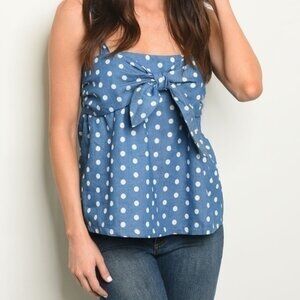 Polka Dot Scoop Neck Top